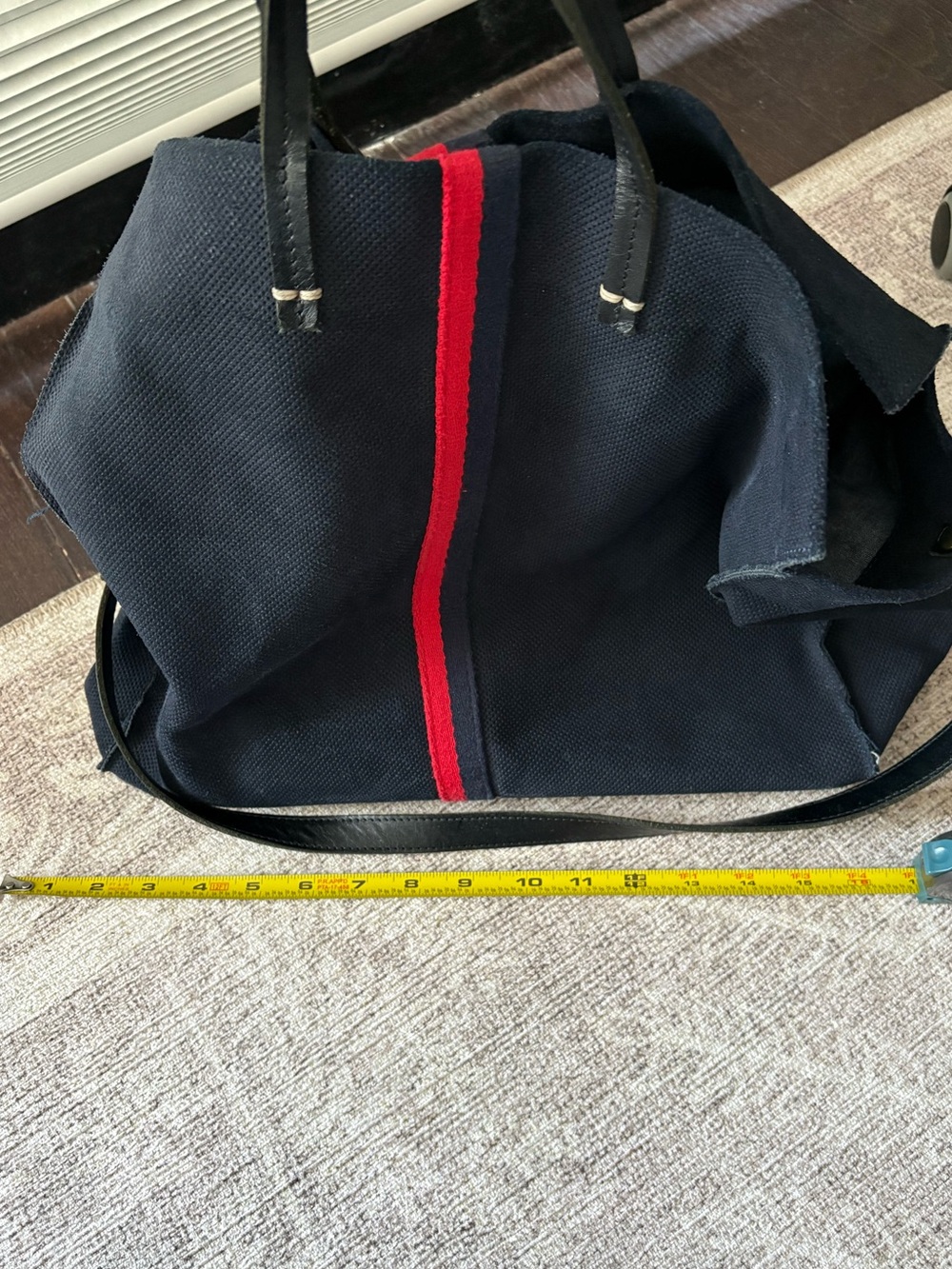 Clare V Navy Tote with Red and Blue Center Stripe - Picture 7 of 7